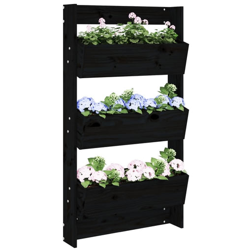 Jardinieră de perete cu 3 niveluri negru 60x18,5x110cm lemn pin - WALTI WALTI