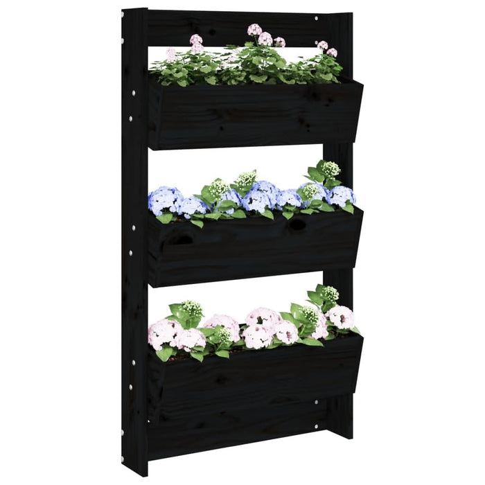 Jardinieră de perete cu 3 niveluri negru 60x18,5x110cm lemn pin - WALTI WALTI