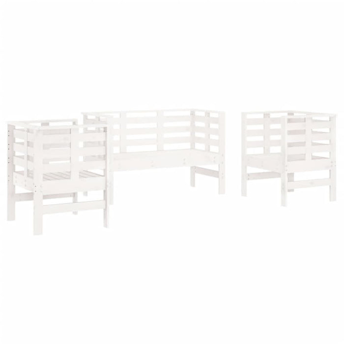 Set mobilier de grădină, 3 piese, alb, lemn masiv de pin - WALTI WALTI