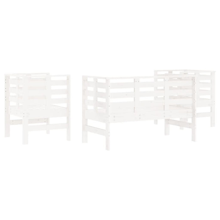 Set mobilier de grădină, 3 piese, alb, lemn masiv de pin - WALTI WALTI