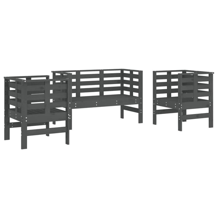 Set mobilier de grădină, 3 piese, gri, lemn masiv de pin - WALTI WALTI