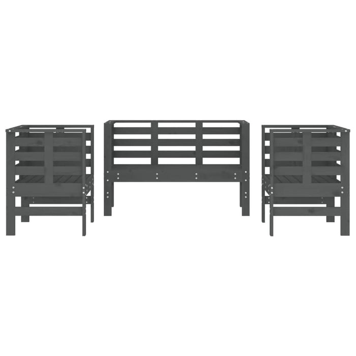 Set mobilier de grădină, 3 piese, gri, lemn masiv de pin - WALTI WALTI