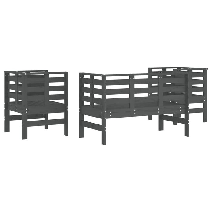 Set mobilier de grădină, 3 piese, gri, lemn masiv de pin - WALTI WALTI