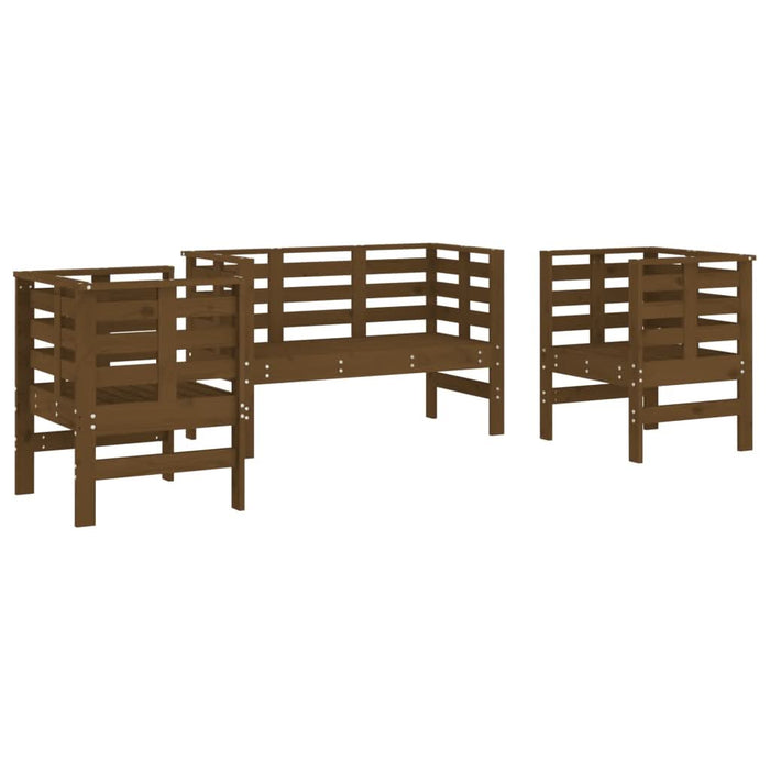 Set mobilier de grădină, 3 piese, maro miere, lemn masiv de pin - WALTI WALTI