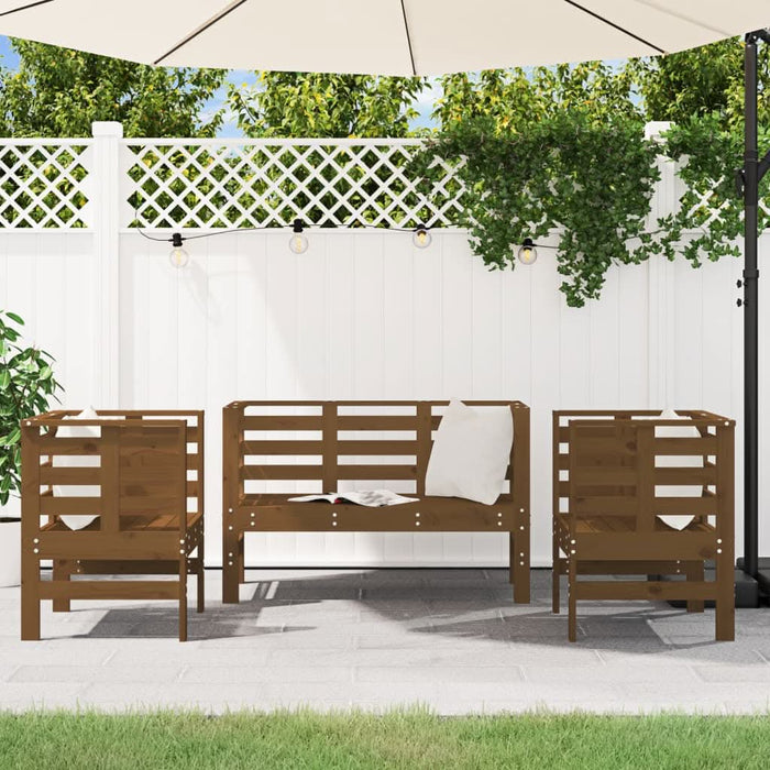 Set mobilier de grădină, 3 piese, maro miere, lemn masiv de pin - WALTI WALTI