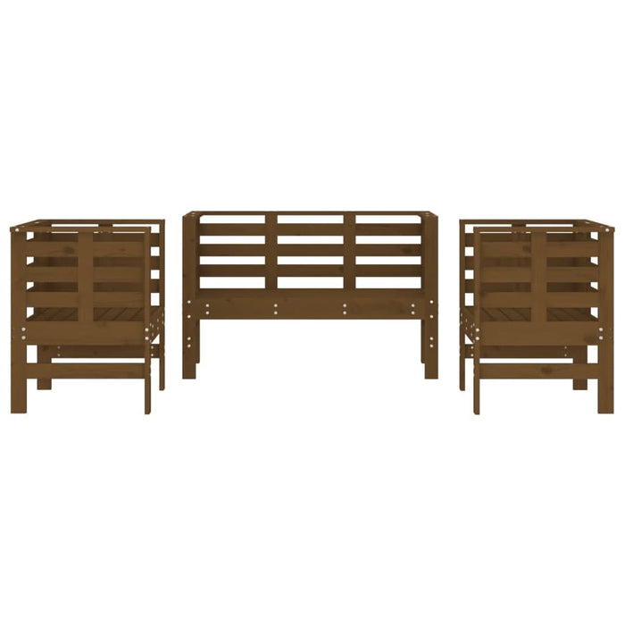 Set mobilier de grădină, 3 piese, maro miere, lemn masiv de pin - WALTI WALTI