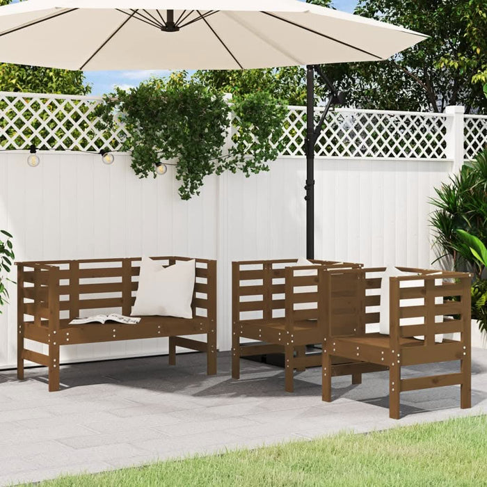 Set mobilier de grădină, 3 piese, maro miere, lemn masiv de pin - WALTI WALTI