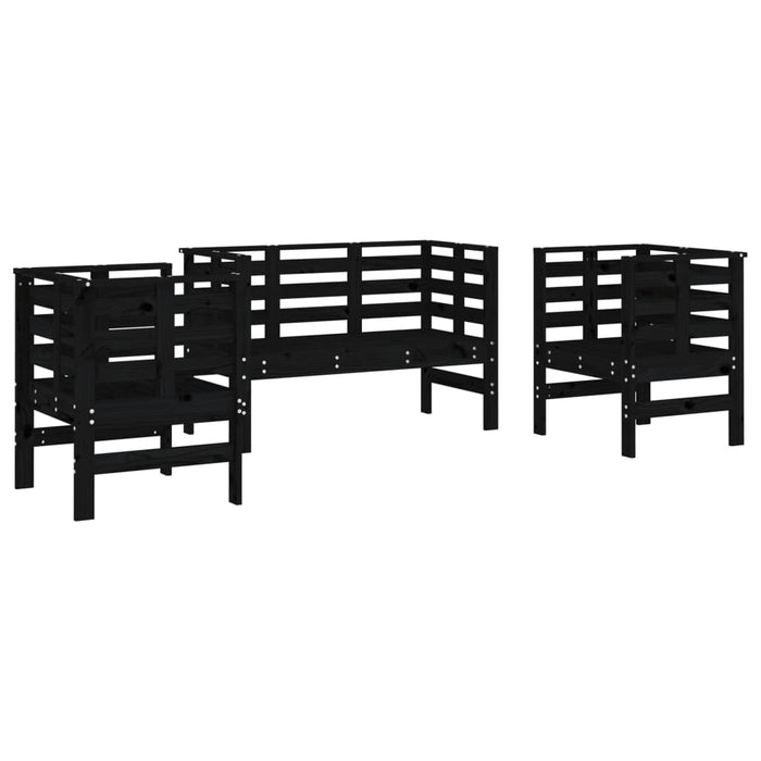 Set mobilier de grădină, 3 piese, negru, lemn masiv pin - WALTI WALTI