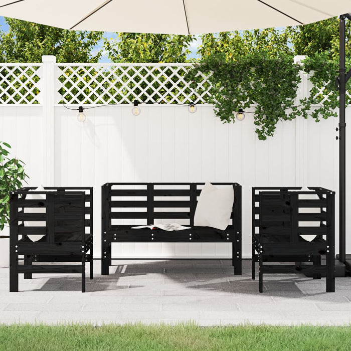 Set mobilier de grădină, 3 piese, negru, lemn masiv pin - WALTI WALTI