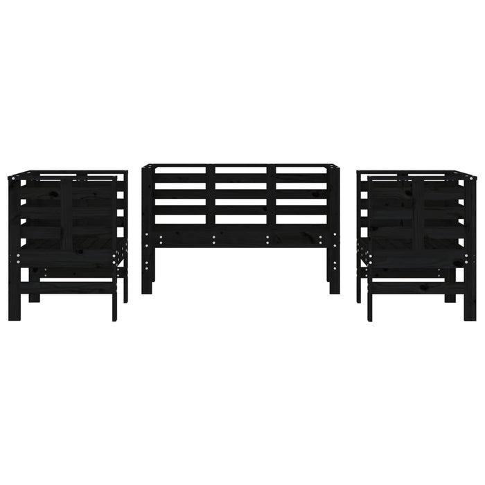 Set mobilier de grădină, 3 piese, negru, lemn masiv pin - WALTI WALTI