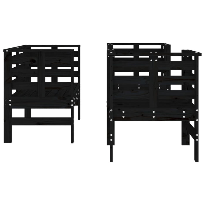 Set mobilier de grădină, 3 piese, negru, lemn masiv pin - WALTI WALTI