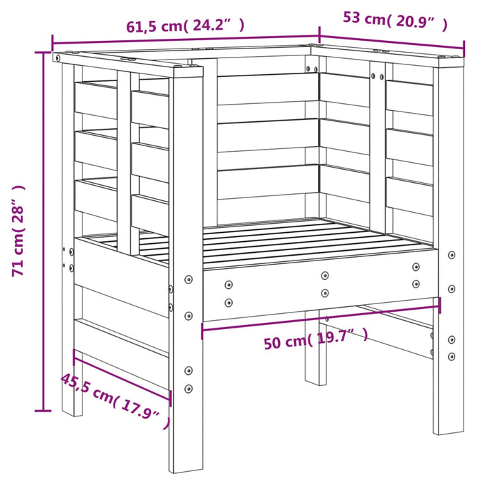 Set mobilier de grădină, 3 piese, negru, lemn masiv pin - WALTI WALTI