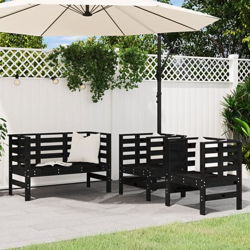Set mobilier de grădină, 3 piese, negru, lemn masiv pin - WALTI WALTI
