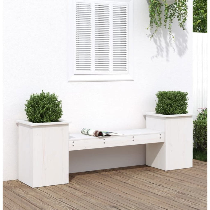 Jardinieră bancă, alb, 184,5x39,5x56,5 cm, lemn masiv de pin - WALTI WALTI