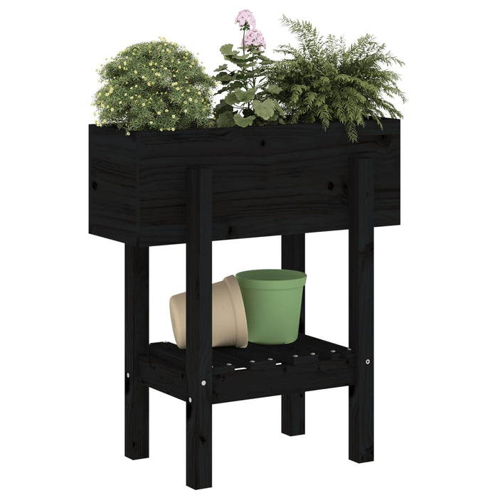 Jardinieră de grădină, negru, 62x30x69 cm, lemn masiv pin - WALTI WALTI