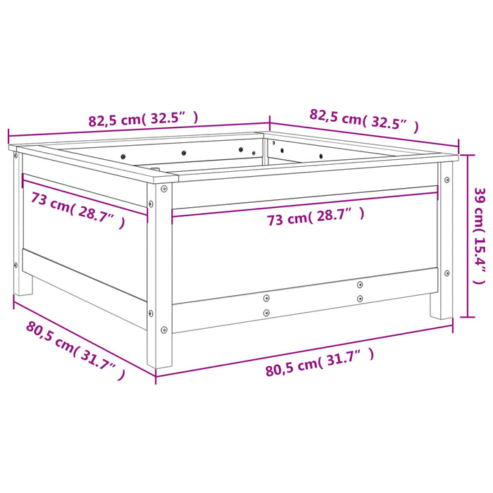 Jardinieră de grădină, gri, 82,5x82,5x39 cm, lemn masiv pin - WALTI WALTI