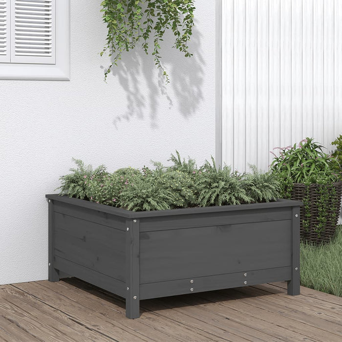 Jardinieră de grădină, gri, 82,5x82,5x39 cm, lemn masiv pin - WALTI WALTI