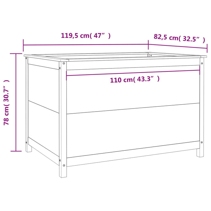 Strat înălțat de grădină, alb, 119,5x82,5x78 cm, lemn masiv pin - WALTI WALTI
