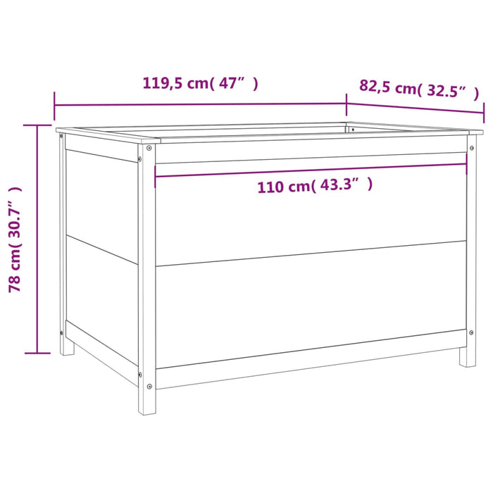Strat înălțat de grădină negru 119,5x82,5x78 cm lemn masiv pin - WALTI WALTI