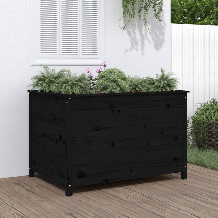 Strat înălțat de grădină negru 119,5x82,5x78 cm lemn masiv pin - WALTI WALTI