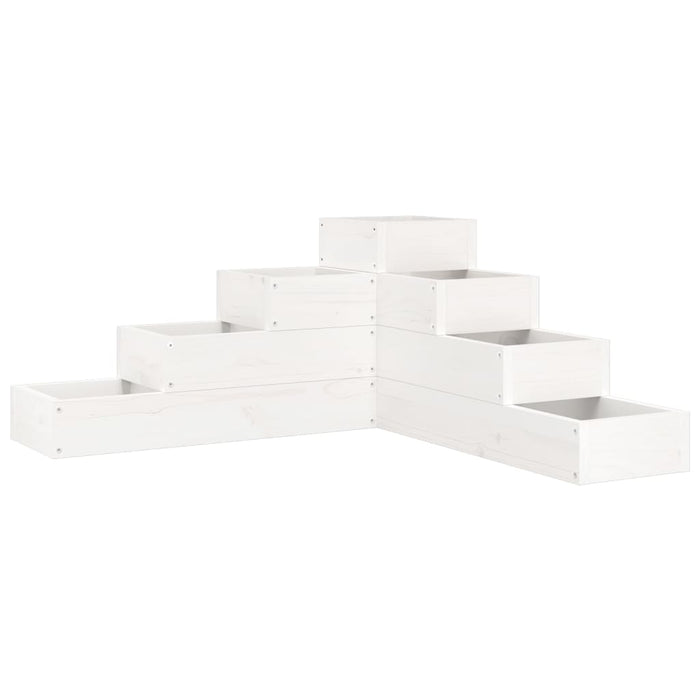Jardinieră grădină 4 niveluri, alb 80,5x79x36 cm lemn masiv pin - WALTI WALTI