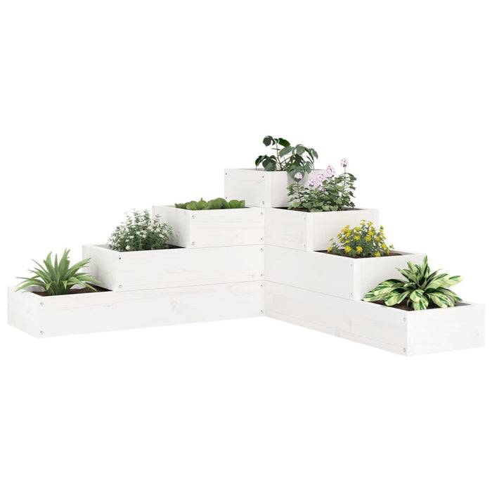 Jardinieră grădină 4 niveluri, alb 80,5x79x36 cm lemn masiv pin - WALTI WALTI