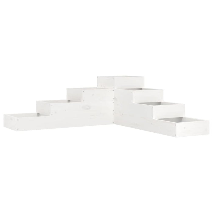 Jardinieră grădină cu 4 niveluri, alb, 106x104,5x36 cm lemn pin - WALTI WALTI