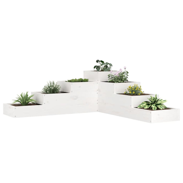 Jardinieră grădină cu 4 niveluri, alb, 106x104,5x36 cm lemn pin - WALTI WALTI