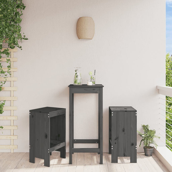 Taburete de bar, 2 buc., gri, 40x36x75 cm, lemn masiv de pin - WALTI WALTI