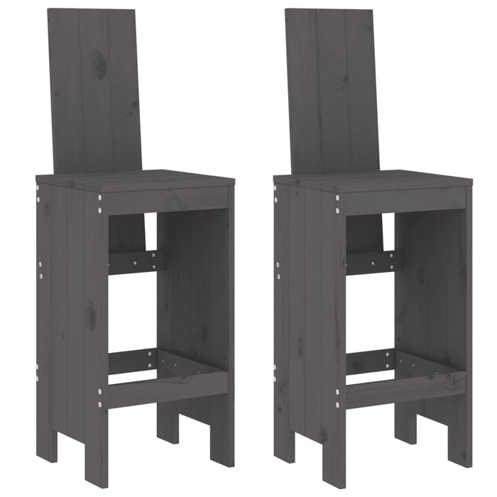 Scaune de bar, 2 buc., gri, 40x42x120 cm, lemn masiv de pin - WALTI WALTI