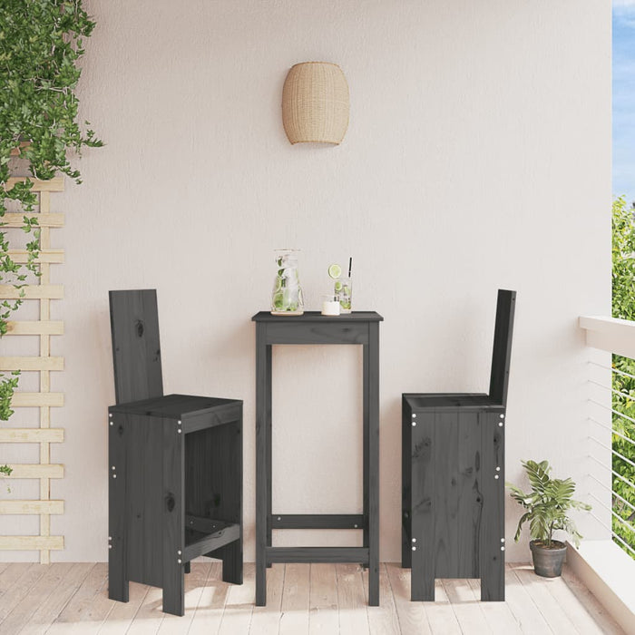 Scaune de bar, 2 buc., gri, 40x42x120 cm, lemn masiv de pin - WALTI WALTI