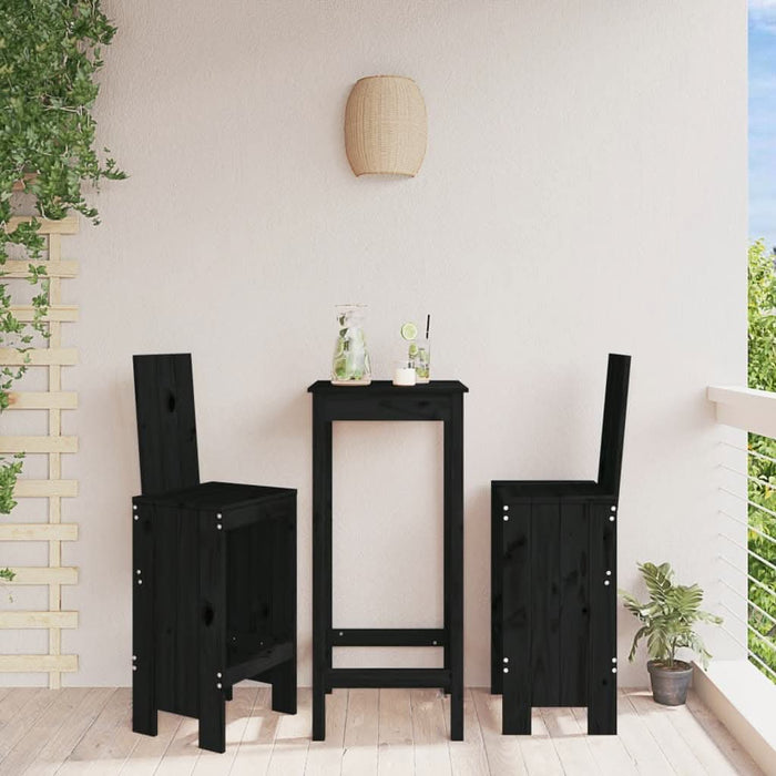 Scaune de bar, 2 buc., negru, 40x42x120 cm, lemn masiv de pin - WALTI WALTI