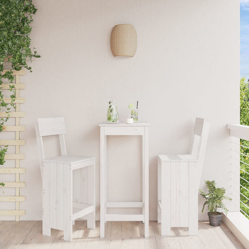 Taburete de bar, 2 buc., alb, 40x48,5x115,5 cm, lemn masiv pin - WALTI WALTI