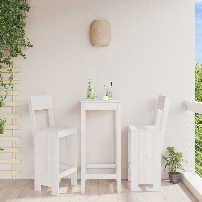 Taburete de bar, 2 buc., alb, 40x48,5x115,5 cm, lemn masiv pin - WALTI WALTI