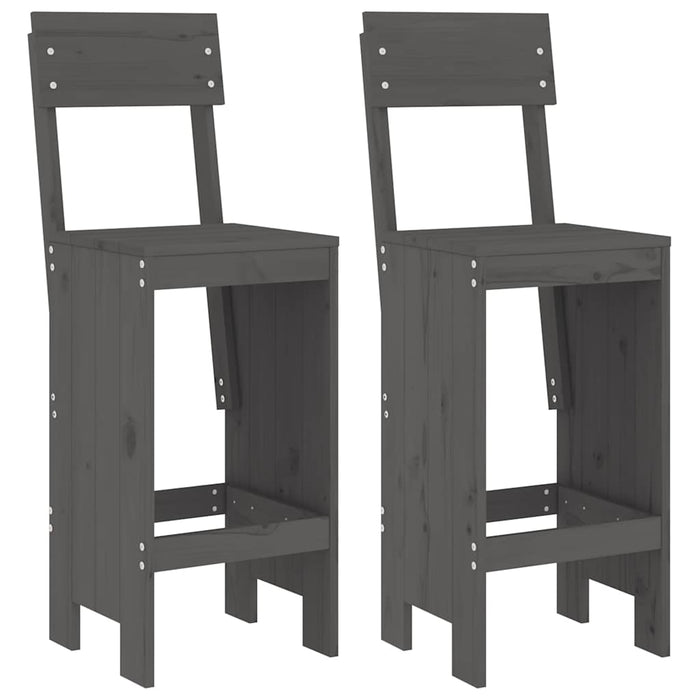 Taburete de bar, 2 buc., gri, 40x48,5x115,5 cm, lemn masiv pin - WALTI WALTI