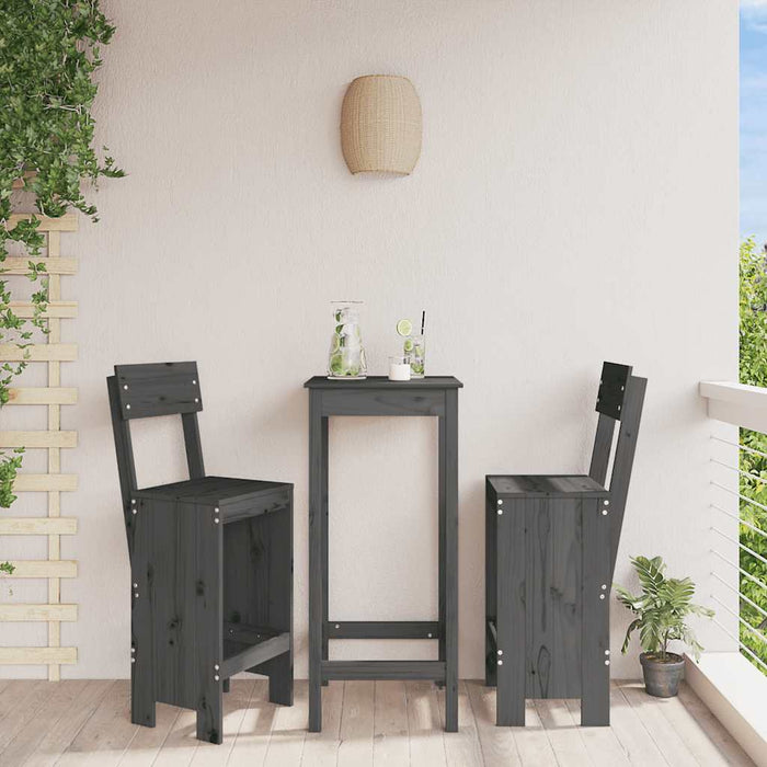 Taburete de bar, 2 buc., gri, 40x48,5x115,5 cm, lemn masiv pin - WALTI WALTI