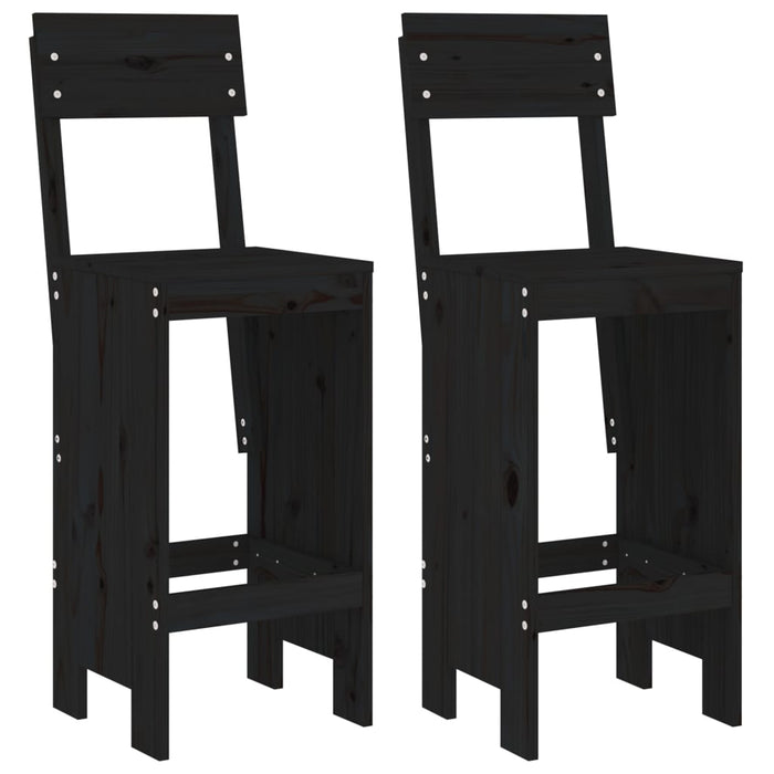 Taburete de bar, 2 buc., negru, 40x48,5x115,5 cm lemn masiv pin - WALTI WALTI