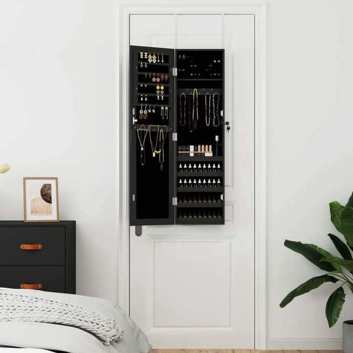 Dulap de bijuterii cu oglindă de perete, negru, 30x8,5x106 cm - WALTI WALTI