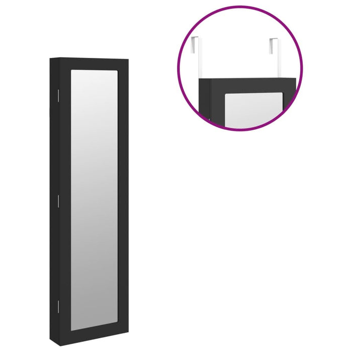Dulap de bijuterii cu oglindă de perete, negru, 30x8,5x106 cm - WALTI WALTI