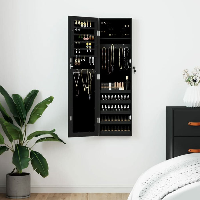Dulap de bijuterii cu oglindă de perete, negru, 30x8,5x106 cm - WALTI WALTI
