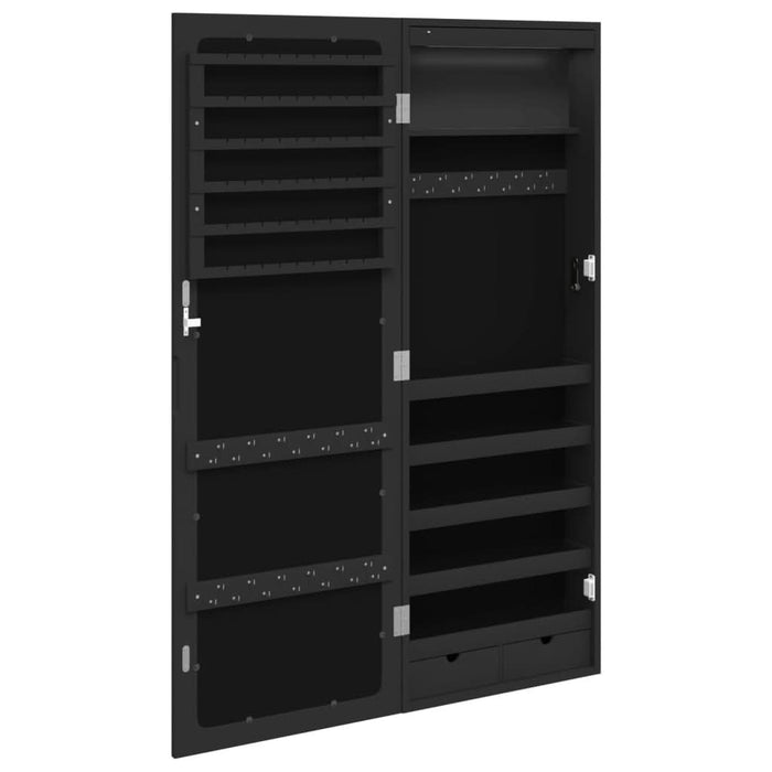 Dulap de bijuterii cu oglindă și lumini LED, de perete, negru - WALTI WALTI