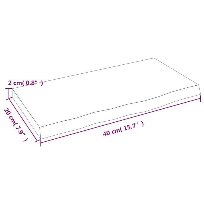 Poliță de perete, 40x20x2 cm, lemn masiv de stejar netratat WALTI