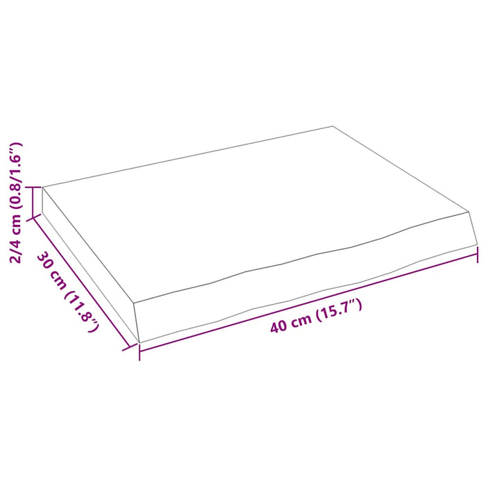 Poliță de perete, 40x30x(2-4) cm, lemn masiv de stejar netratat - WALTI WALTI