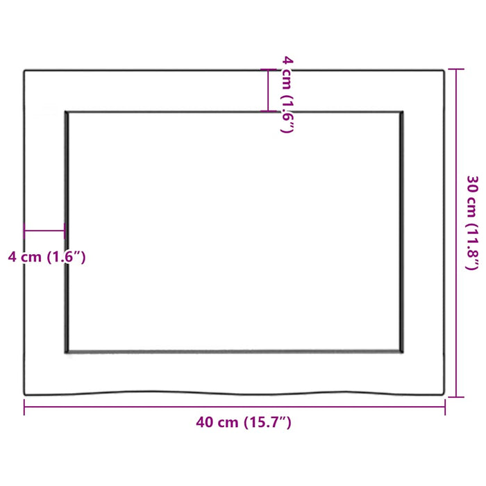 Poliță de perete, 40x30x(2-4) cm, lemn masiv de stejar netratat - WALTI WALTI