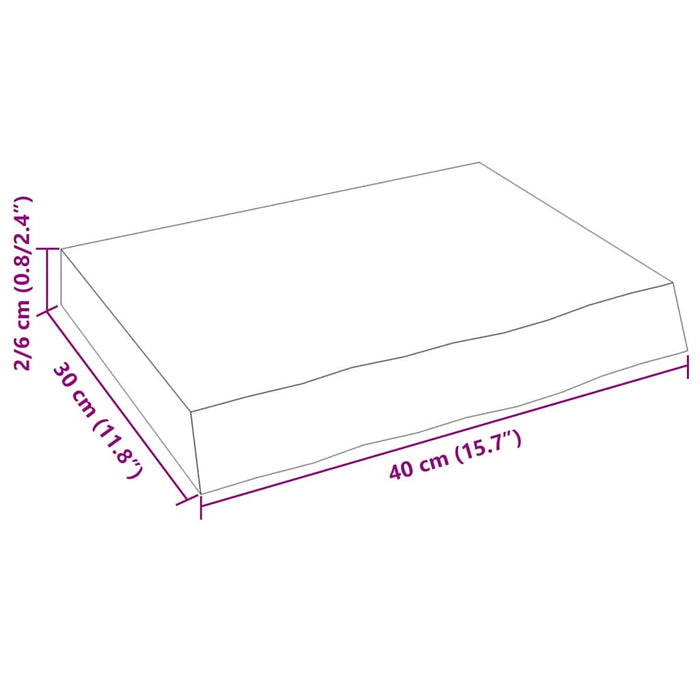 Poliță de perete, 40x30x(2-6) cm, lemn masiv de stejar netratat - WALTI WALTI
