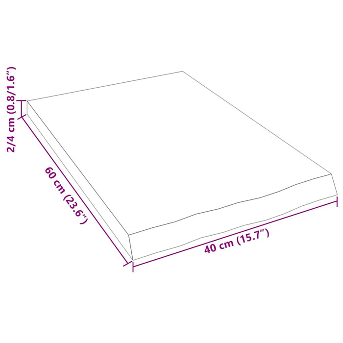 Poliță de perete, 40x60x(2-4) cm, lemn masiv de stejar netratat - WALTI WALTI