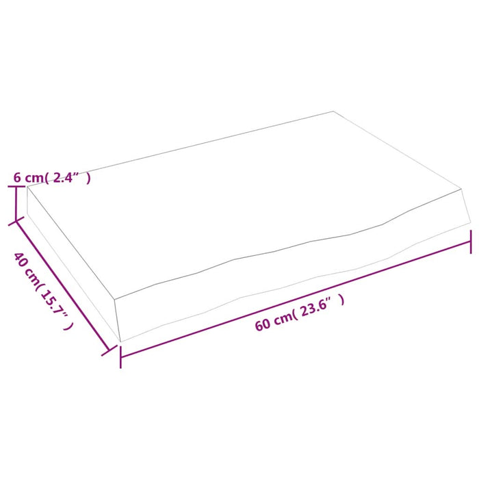 Poliță de perete, 60x40x(2-6) cm, lemn masiv de stejar netratat - WALTI WALTI