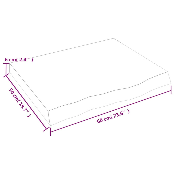 Poliță de perete, 60x50x(2-6) cm, lemn masiv de stejar netratat - WALTI WALTI