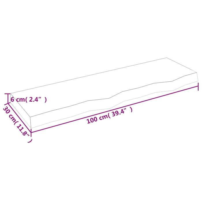Poliță de perete, 100x30x(2-6)cm, lemn masiv de stejar netratat WALTI