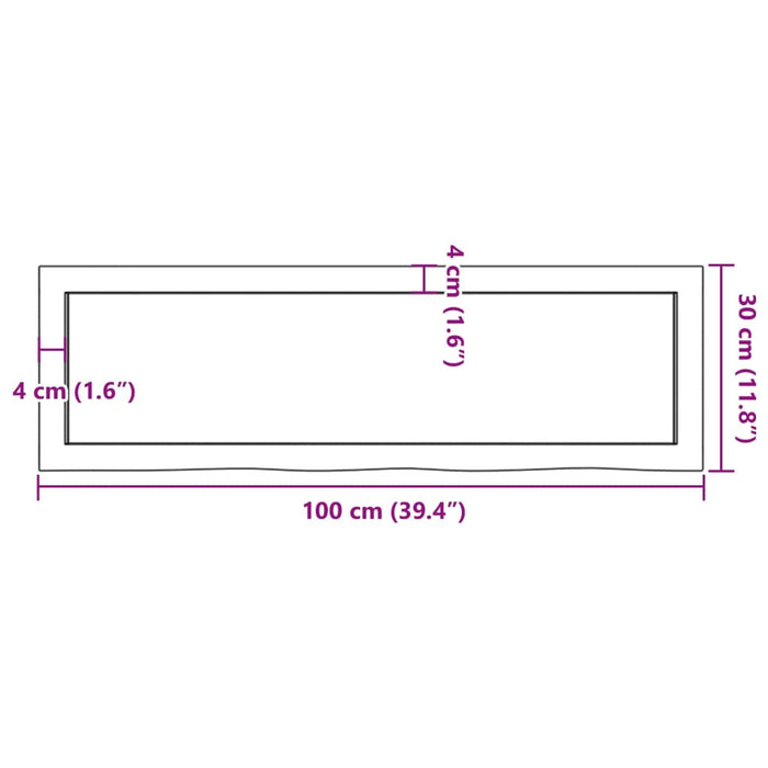 Poliță de perete, 100x30x(2-6)cm, lemn masiv de stejar netratat WALTI